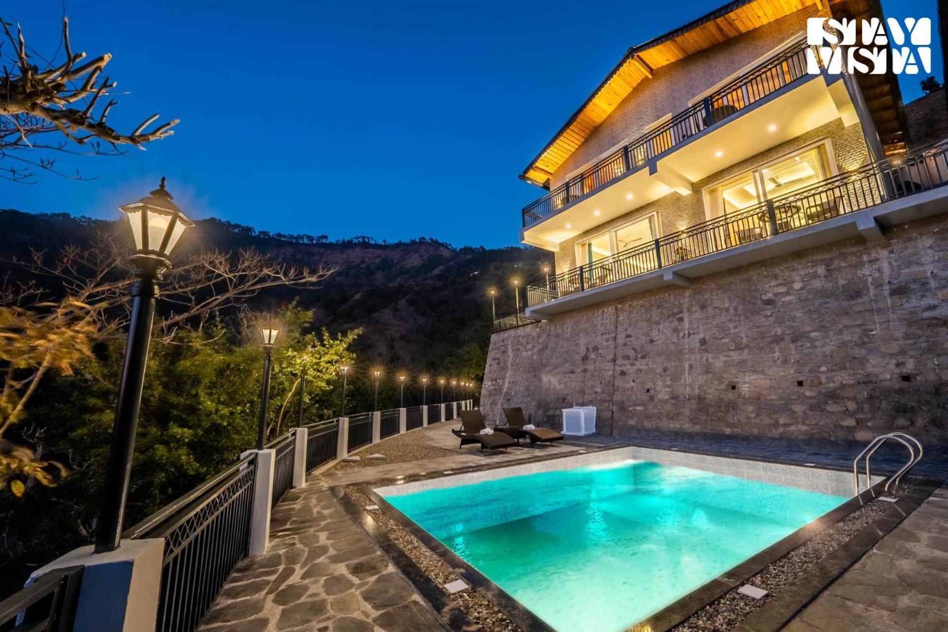 Stayvista At Sunset Springs With Pool & Views Nainital Exterior photo